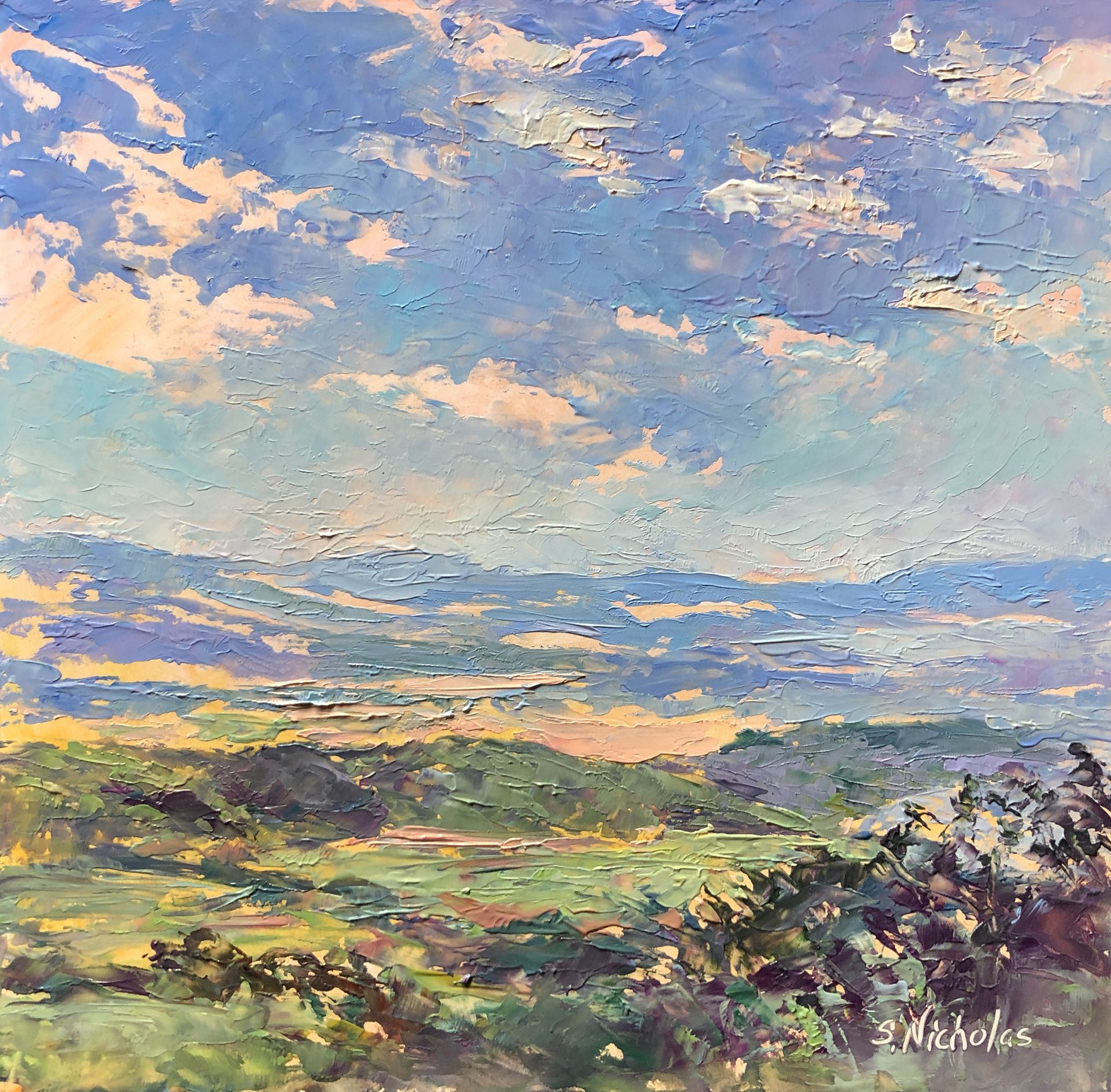 Big Valley Skyscape 8x8 Oil On Cradled Panel Plein Air Resized